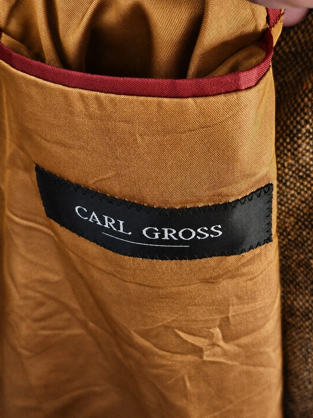 Carl Gross 40L Blazer Moessmer Italian Lambswool Brown Herringbone Tweed Jacket